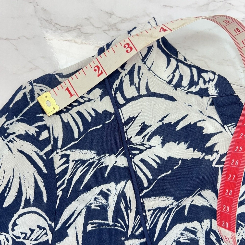 L.O.G.G. H&M Women Tunic Dress Blue White 2 Beach Cover Up Palm Leaves Tropical - Picture 10 of 16
